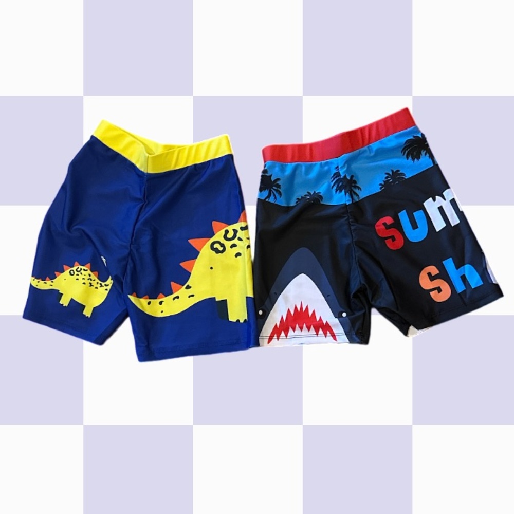 Swimsuits boys Children Beach Shorts Cartoon Prints, Set of 2